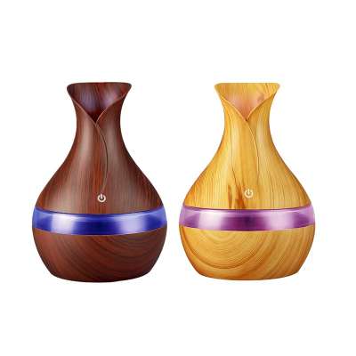 oem personal 300 ml wood aromatherapy air Cool-Mist Aroma Usb Car Diffuser Ultrasonic Humidifier diffuser led 7 colors With Logo