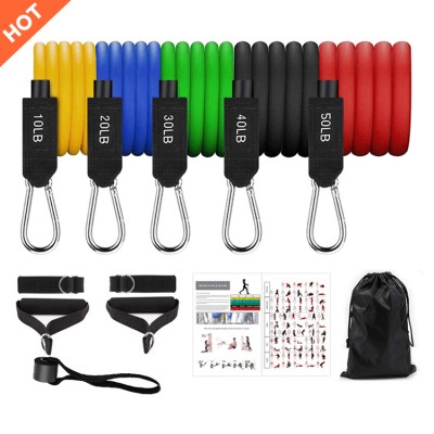 Pull Rope Fitness ab Exercises Latex 150lbs heavy Resistance training Tubes Long 100 lbs 11Pcs Resistance Band Set