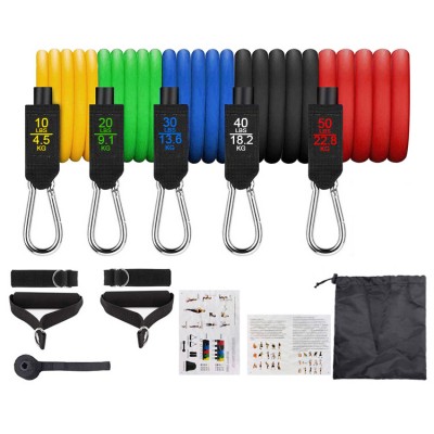 11 pcs Tension Long Elastic Workout heavy duty Fitness Resistance Bands 150lbs sport exercise equipment 12pcs home Gym